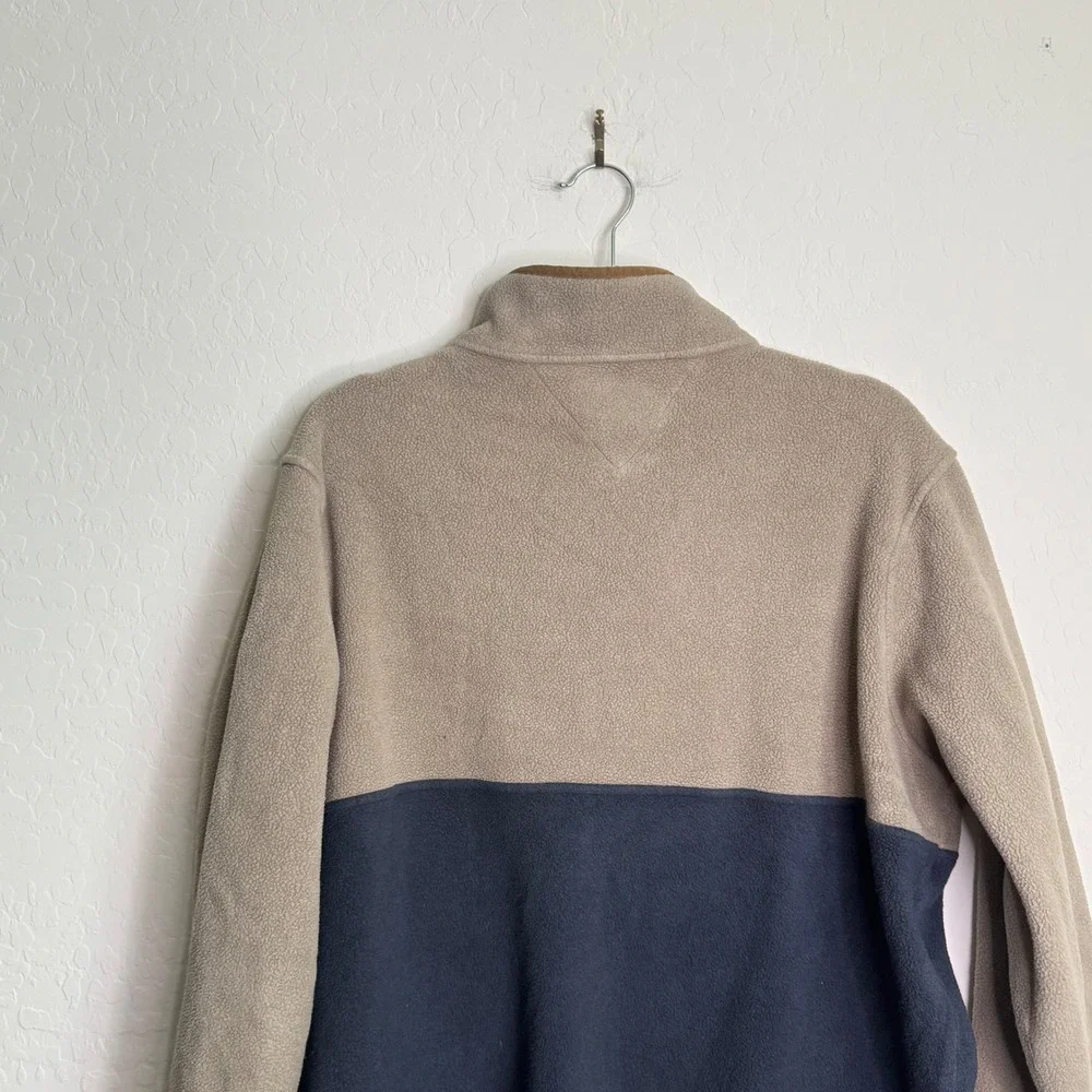 Patagonia Synchilla Anorak L Tan Navy Color Block Pullover Gorpcore Camp Fall